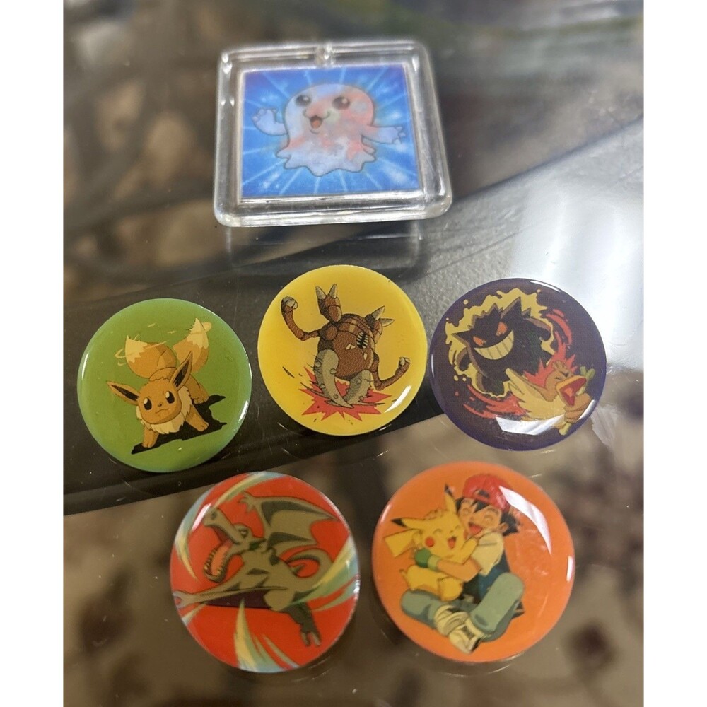 Rare Set Round Pokemon Pins Nintendo CGTSJ Plus Digimon 2000 Read